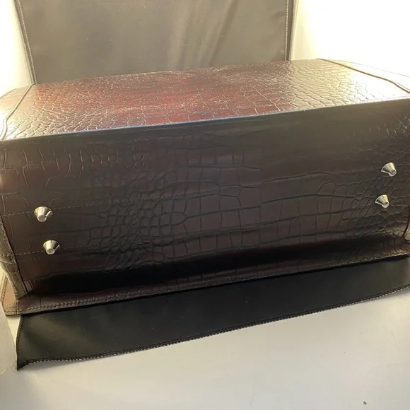 Bosca Dark Brown Crocodile Embossed Briefcase - Picture 8 of 8